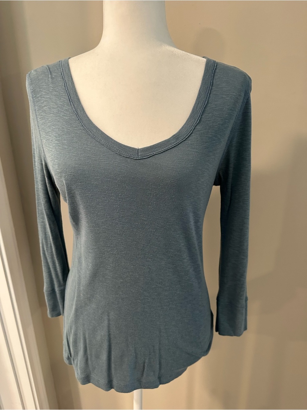 Willi Smith Heathered Slate Blue Scoop Neck Long-Sleeve Tee